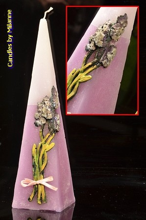 Lavendel Kerze, Pyramide, 24 cm
