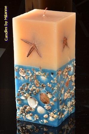 Meer & Wasser Quadra Kerze BLAU/WEISS, H: 26 cm