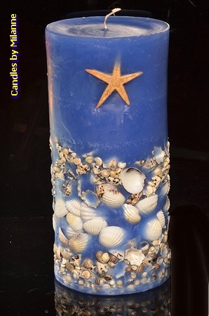 Meer & Wasser Stumpe Kerze BLAU, H: 26 cm