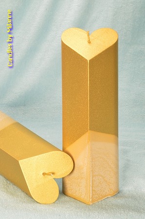 Harten Kaars, GOUD metallic met Marmerwax, hoogte: 18cm