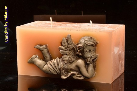 Kerze Angels CREME mit 2 Dochten, 9x18x9 cm E