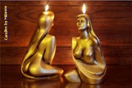 Erotische Fraukerze in Gold H: 28 cm