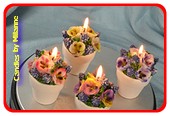 4x Bloemenkaarsen (viooltjes) in pot 