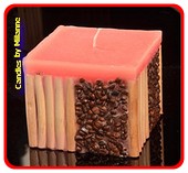 Koffie bamboe kaars ROZE - 11x11 cm H: 10 cm 
