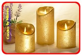 Flammenlose LED-Kerze aus Echtwachs GOLD, Höhe: 10 cm 